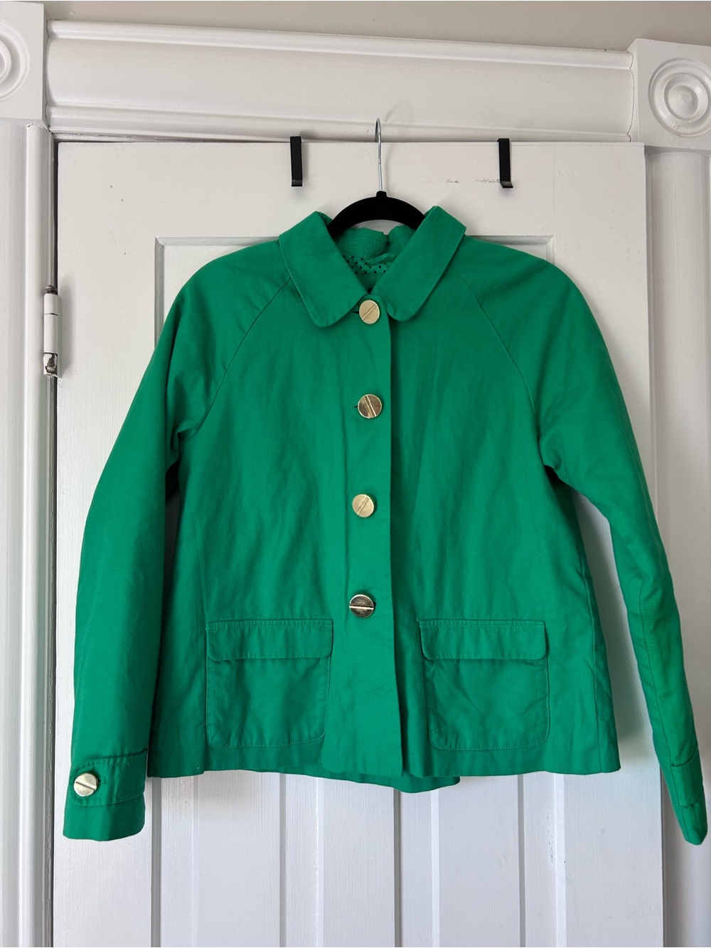100% Cotton GAP Kids Emerald Green Polka Dot-Lined Jacket with Gold Accent